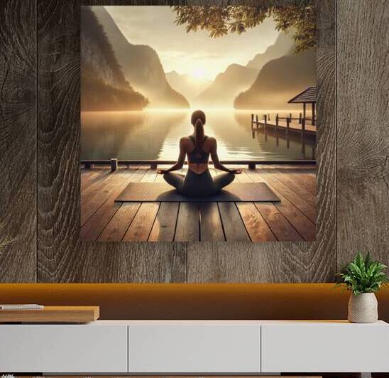  Serene Sunrise Yoga by a Mountain Lake by ArtWear