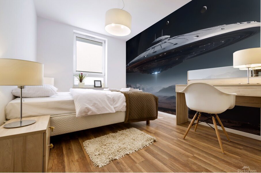 Desert Mystery – A massive UFO over the desert Mural print