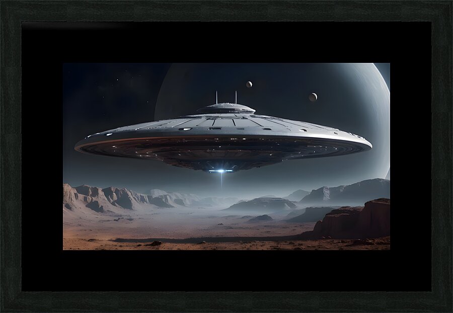 Desert Mystery – A massive UFO over the desert Picture Frame print