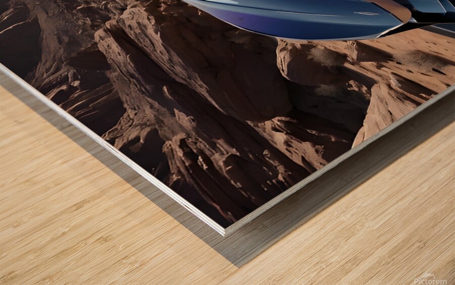  Futuristic magenta car in the desert Wood print