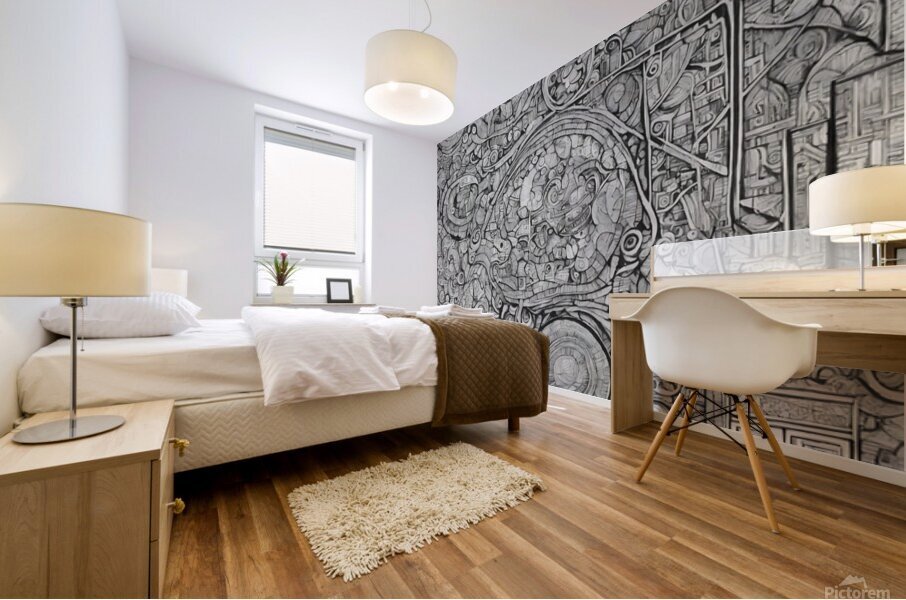 “Textural Flow: An Abstract Doodle Composition” Mural print