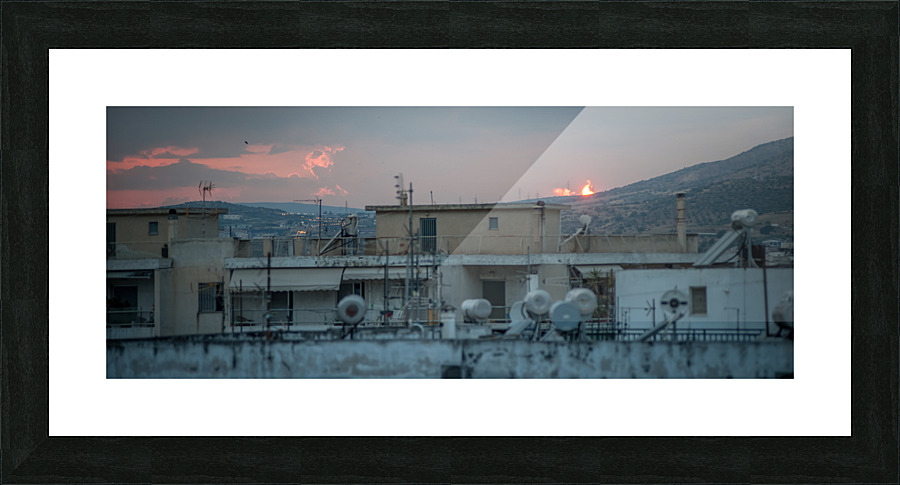 mountain on fire Picture Frame print