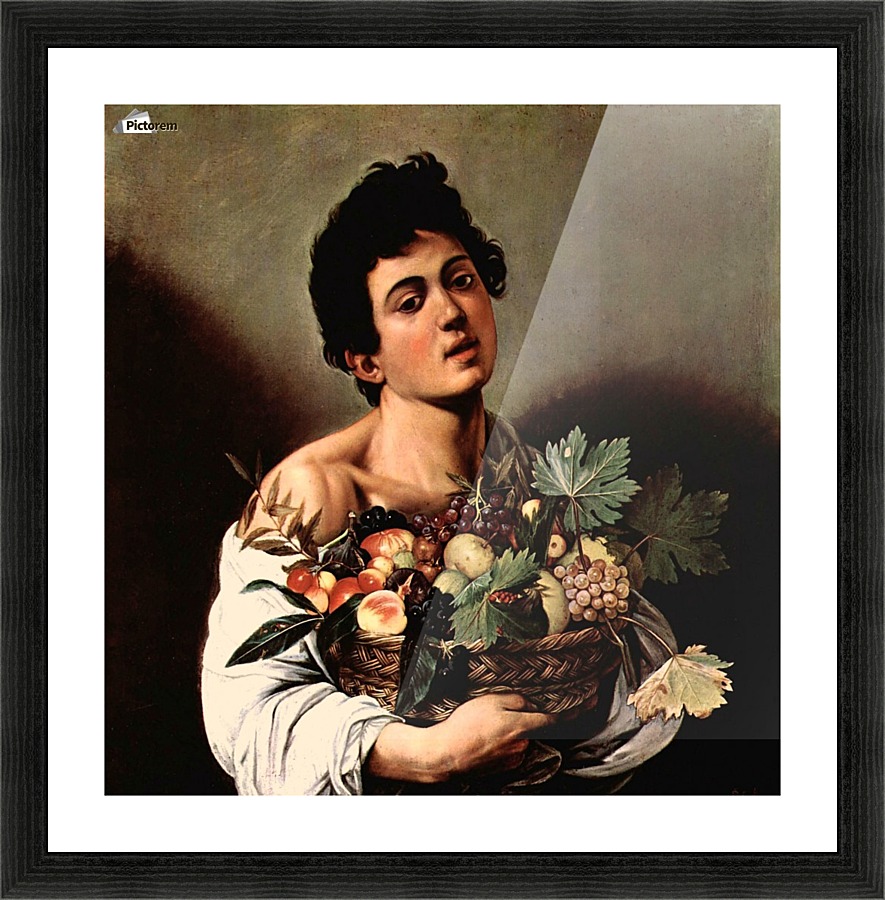 Man with basket Picture Frame print