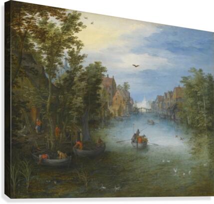 Boats by the river Canvas Print