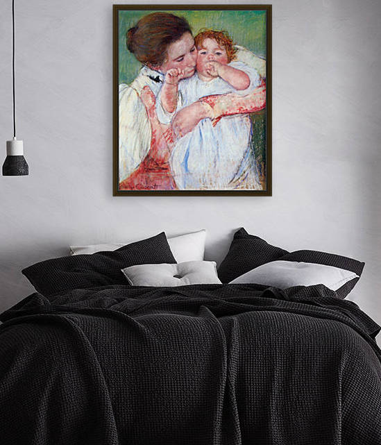 Young mothers embrace by Cassatt