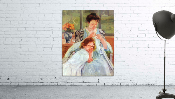 Young mother sewing Wall Preview