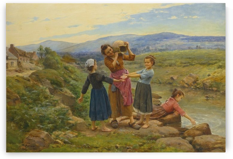 Children playing with water by Cesar Pattein
