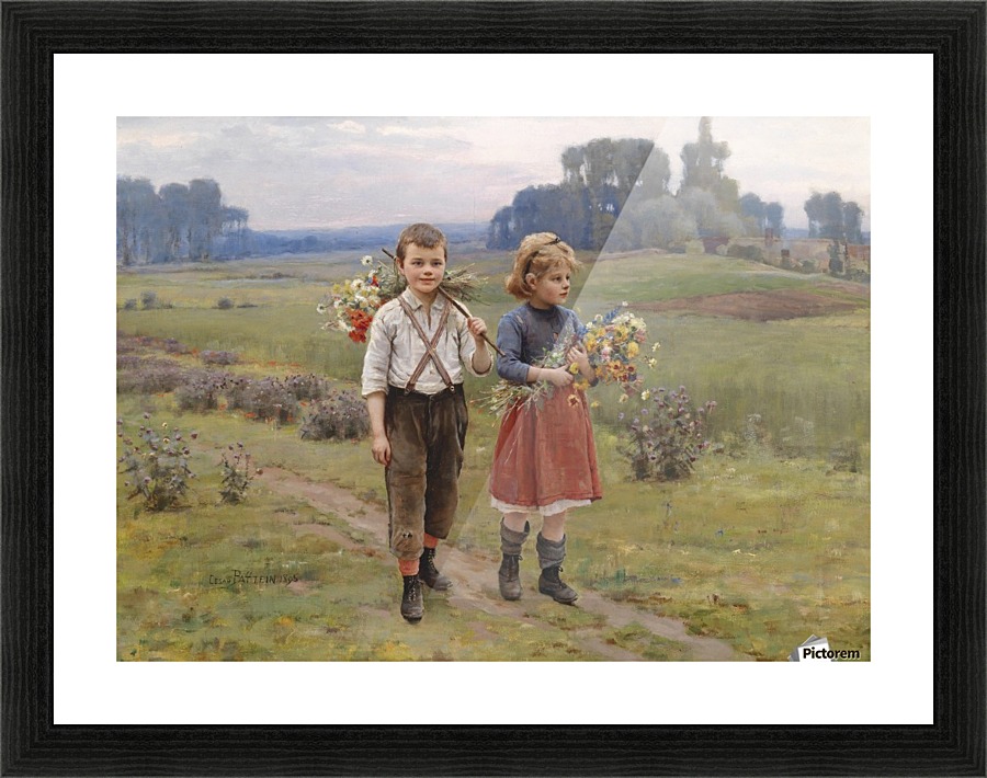 Children walking home Picture Frame print
