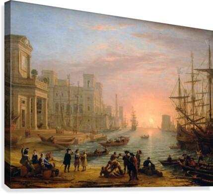 Seaport at sunset (1639) Canvas Print