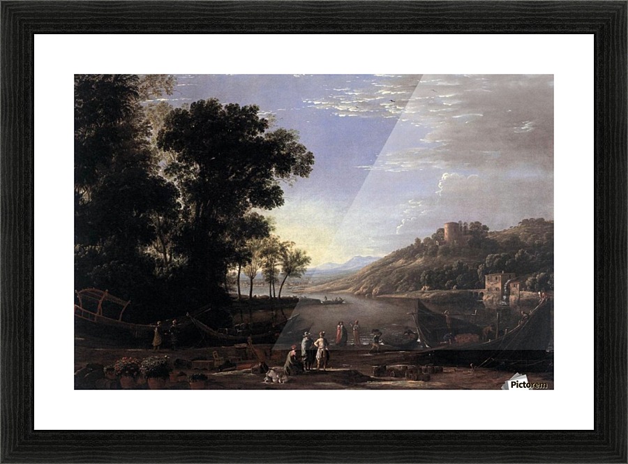 Paysage avec marchands Picture Frame print