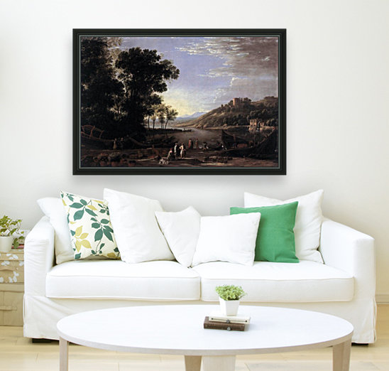 Paysage avec marchands Reproduction