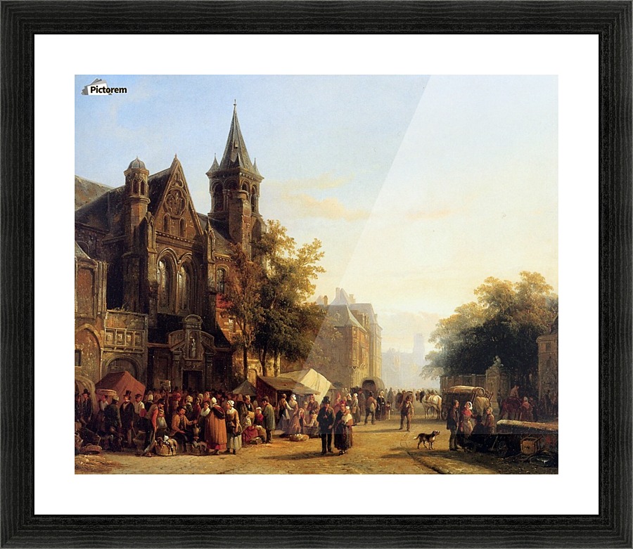 City view with figures Picture Frame print