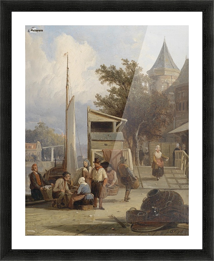 Fischerleute am Pier Picture Frame print