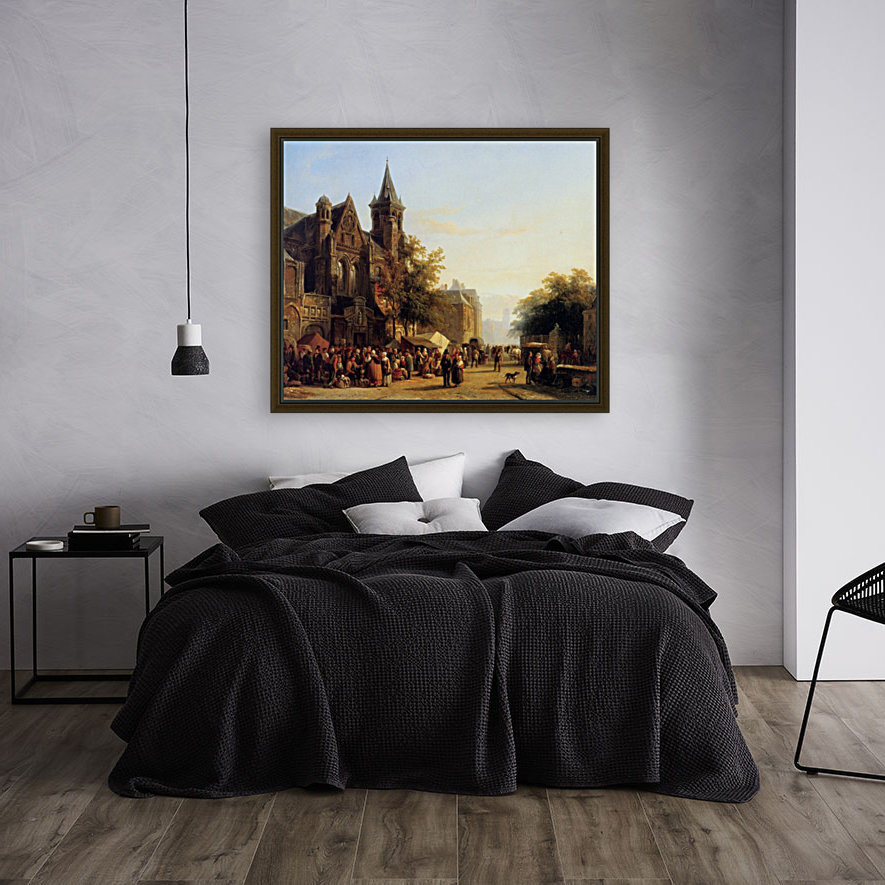 City view with figures Reproduction