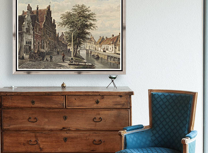 Gezicht op de gracht te Hasselt by Cornelis Springer