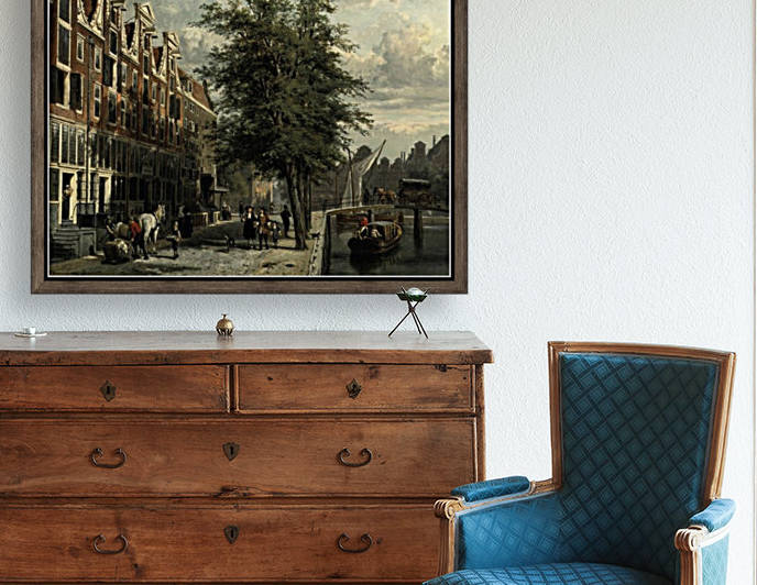 Gezicht op den Leidschegracht naar de Heerengracht te Amsterdam omstreeks het jaar by Cornelis Springer