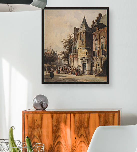 Fantasiestadsgezicht by Cornelis Springer
