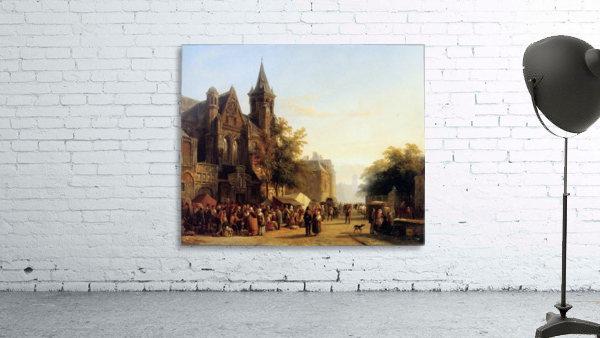 City view with figures Wall Preview