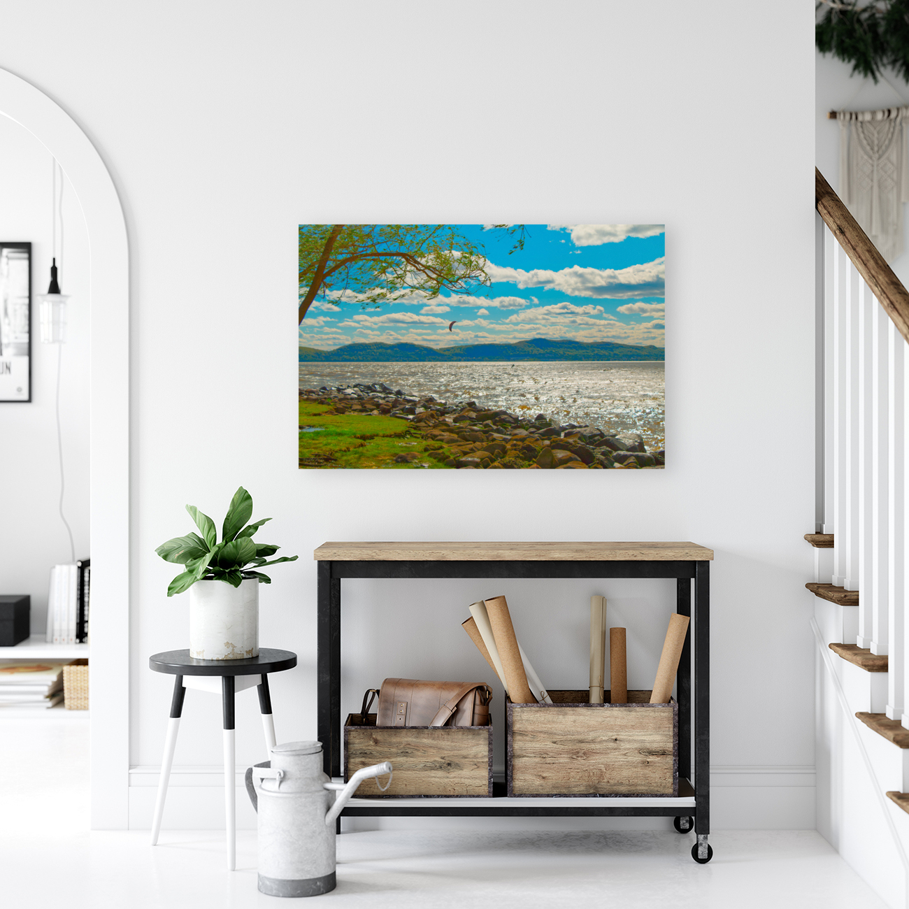 Windswept Hudson River Scene Reproduction