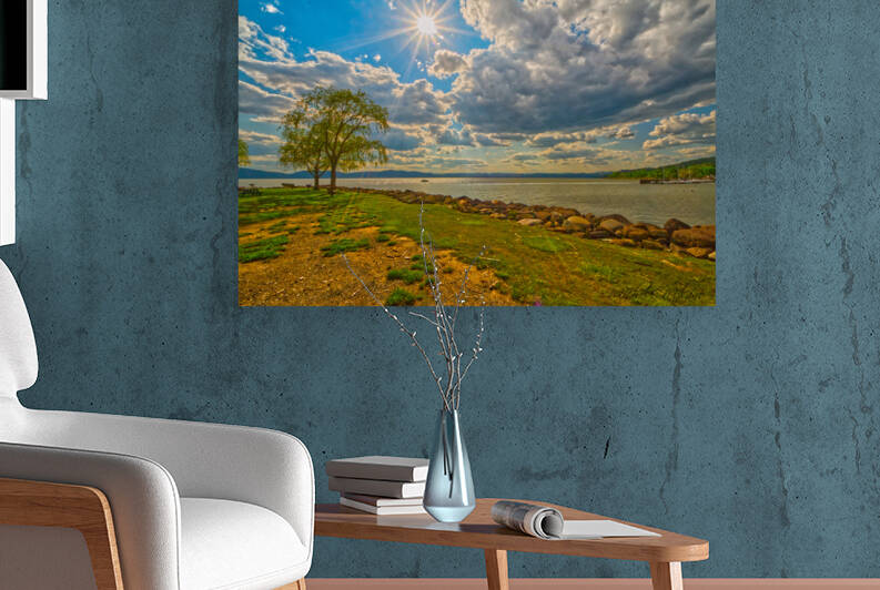 Bright Sunny Croton-on-Hudson Riverfront Scene by Michele Milano Arts