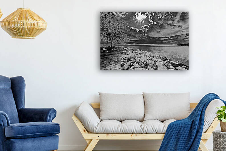 Croton-on-Hudson Waterfront B & W Enhanced River View by Michele Milano Arts
