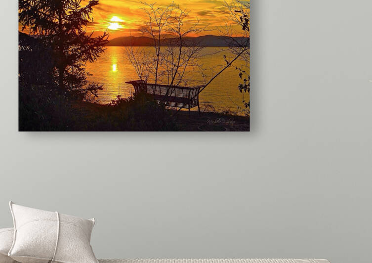 Lonely Bench at Croton Sunset by Michele Milano Arts