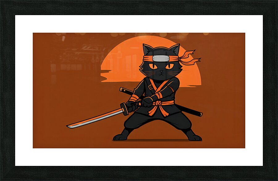 Samurai Cat Picture Frame print
