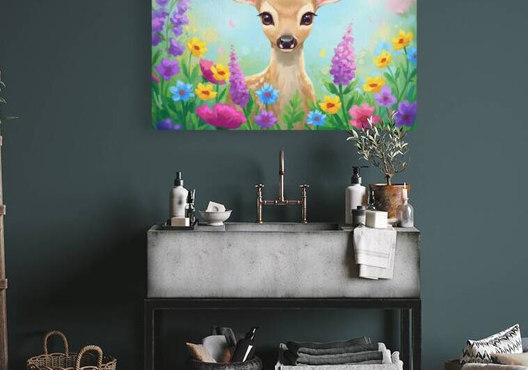 A deer amidst flowers by saber Studio
