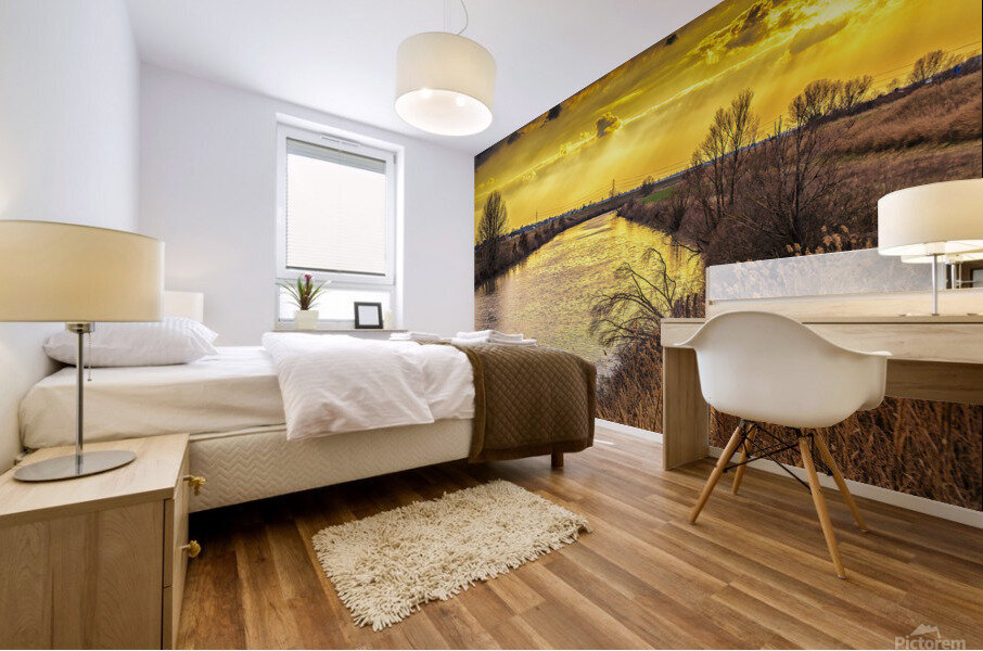 sunset on river  Mural print