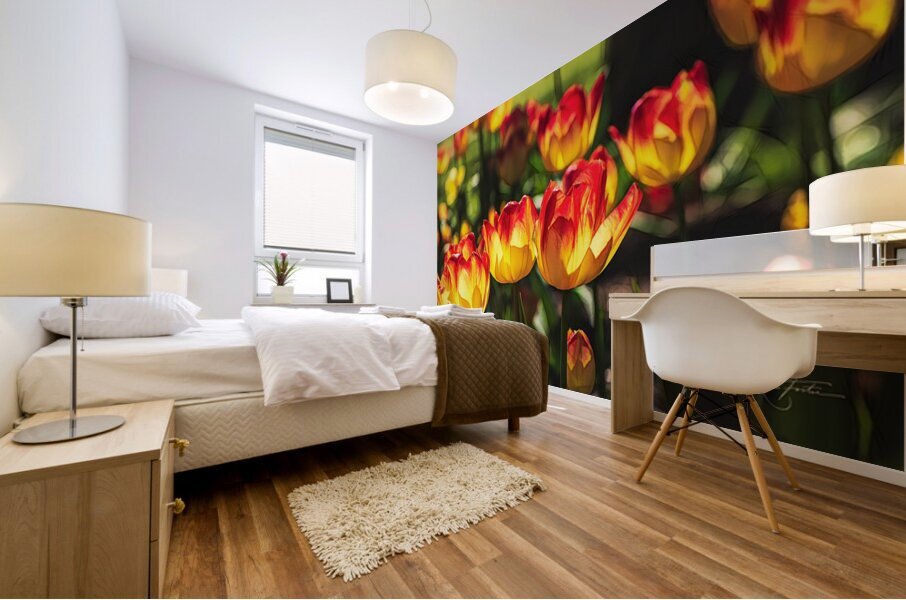 Yellow With Red Mural print