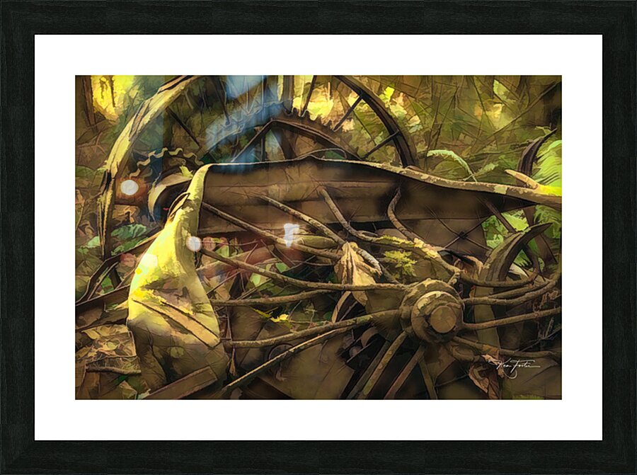 Crumpled Wheel Picture Frame print