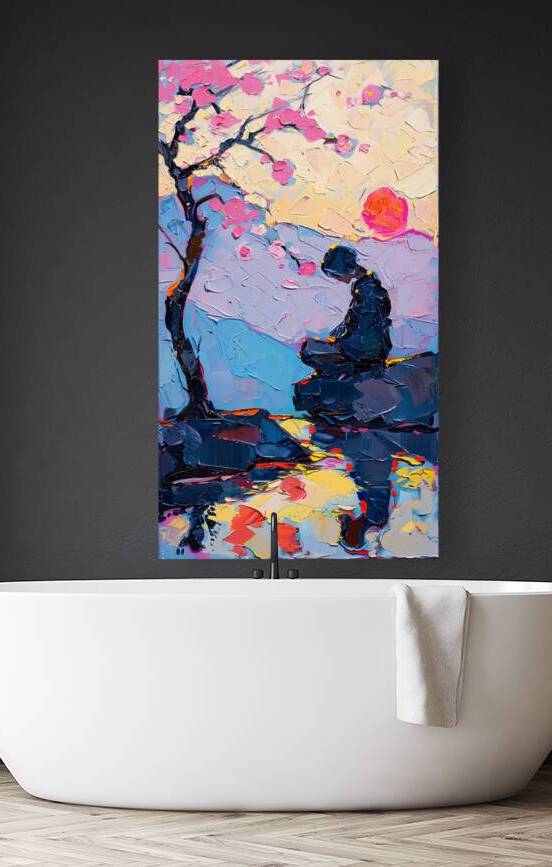 Online custom canvas prints | painting of a Woman Meditating Peacefully Under a Tree by Fabd