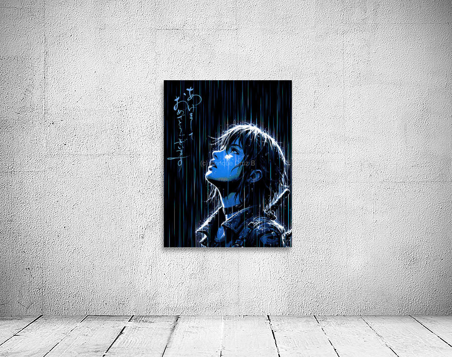 Dramatic blue rain Wall Preview