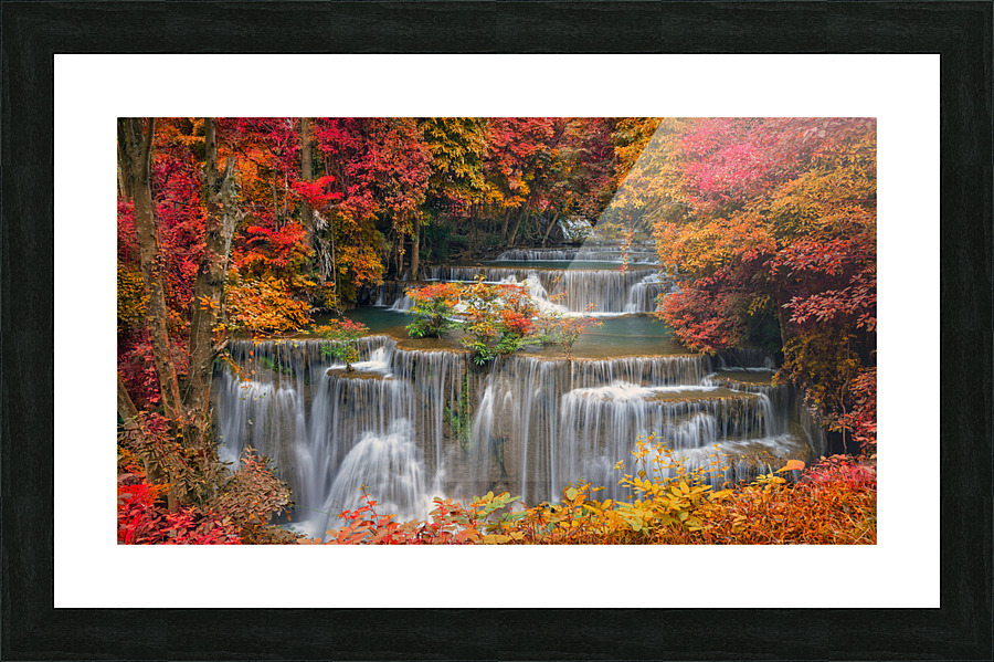 waterfall autum Picture Frame print