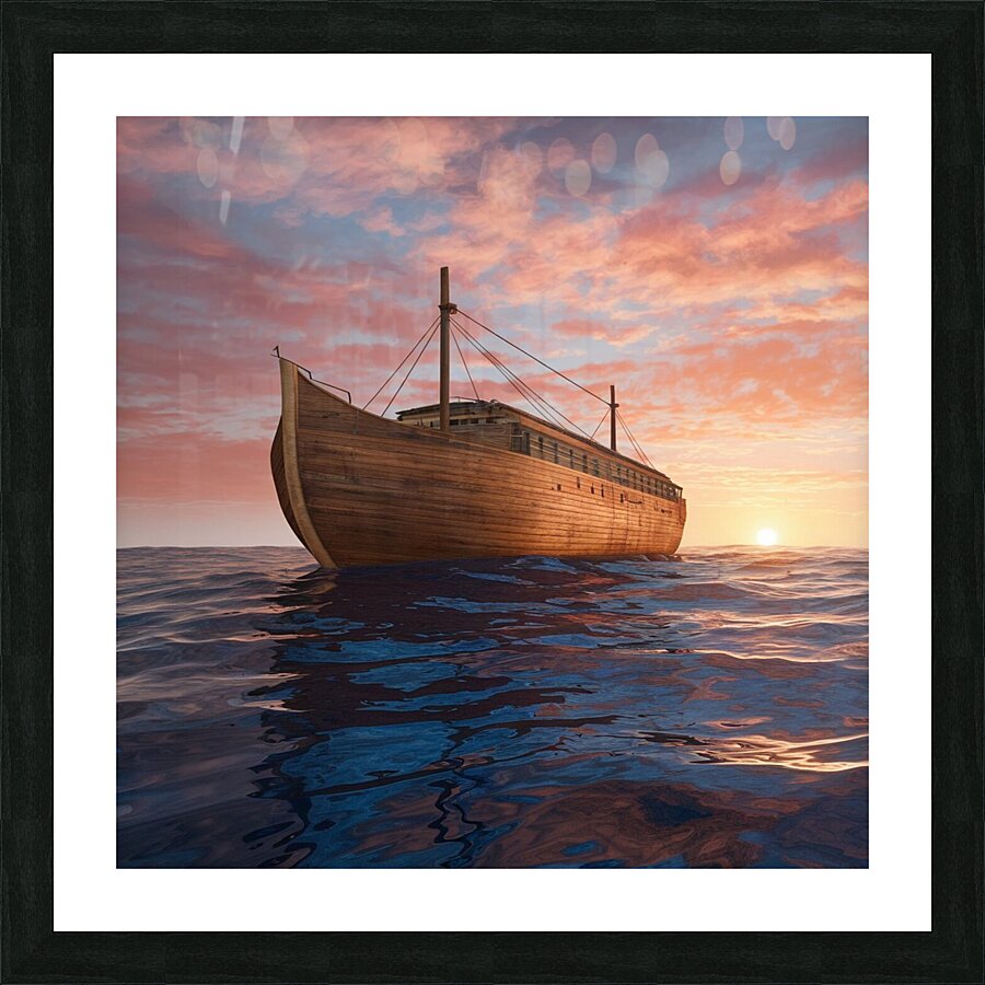an attractive picture of noah s ark on calm waves by Abde034 Wall Art