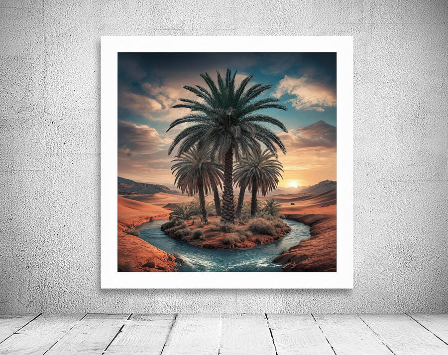 A charming picture of a palm tree in the desert Wall Preview