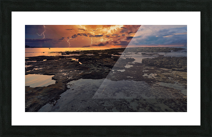 Lighting Beach Picture Frame print