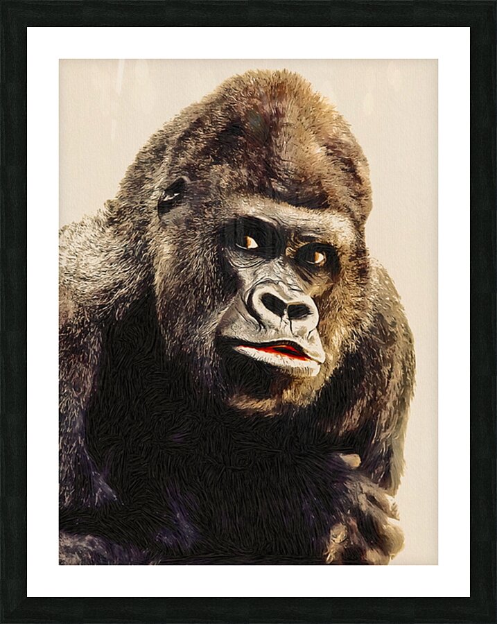 Gorilla Drawing Picture Frame print