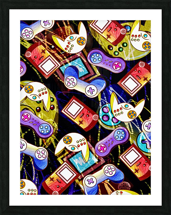 Video Game Controllers Pattern Picture Frame print
