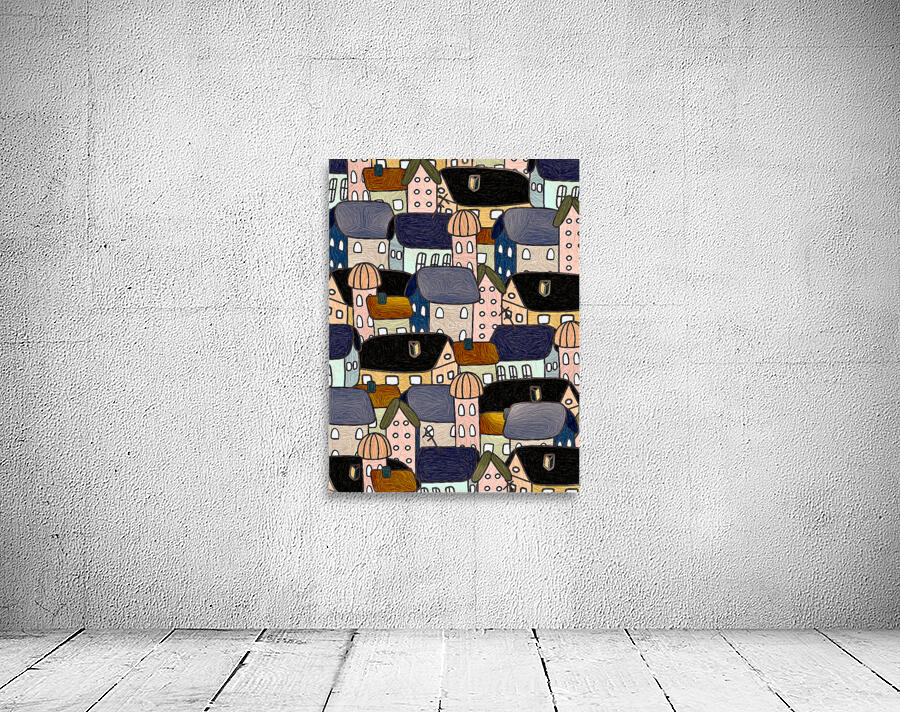 Pattern Cartoon Houses Wall Preview
