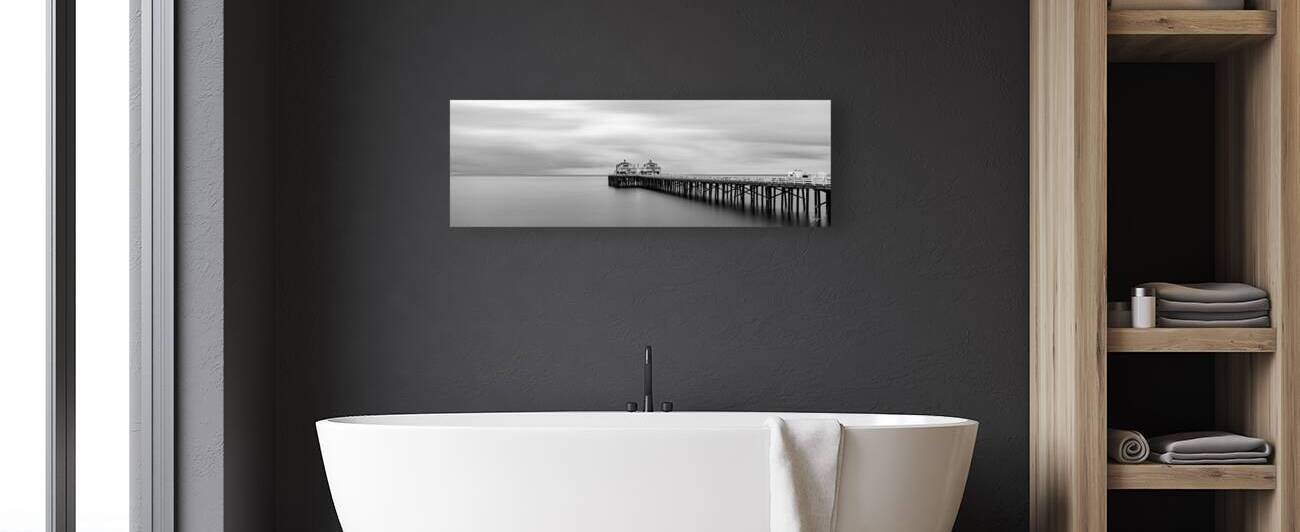 Emotionless- large wall art in black and white featuring Malibu Pier by Jongas Photo