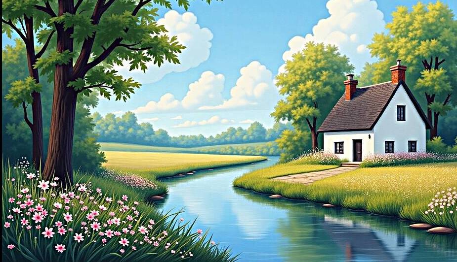 Tranquil Countryside Retreat: A Serene Riverside Cottage by Sameh Sakr