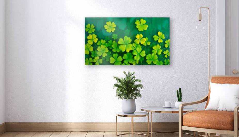 Lucky Clover Field – A Lush & Vibrant Oil Painting for Prosperity by Sameh Sakr