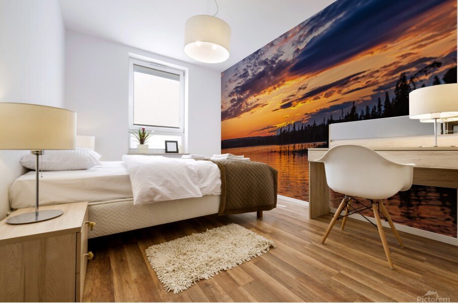 Sunset below Sluice Falls Mural print