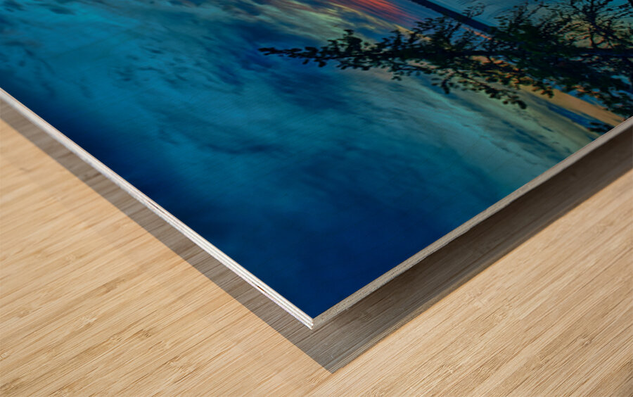 Anglin Lake Sunset Wood print