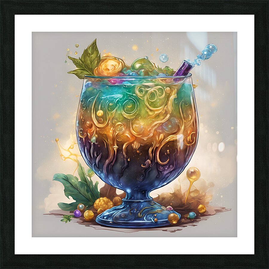 0 A A mesmerizingly bubbling coktail evoking the es... bubbling coktail evoking the es Picture Frame print