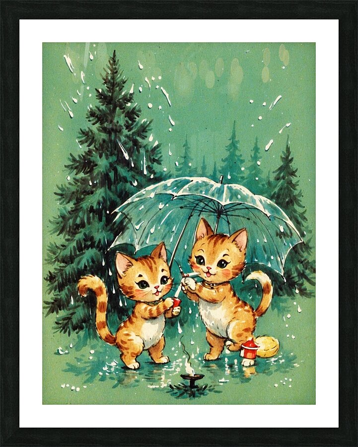 Default kewpie retro cartoon cats smoking cigaret Picture Frame print