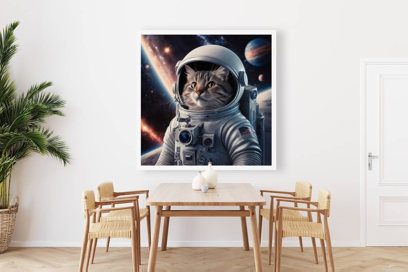 a captivating image of a cat wearing a space suit Reproduction