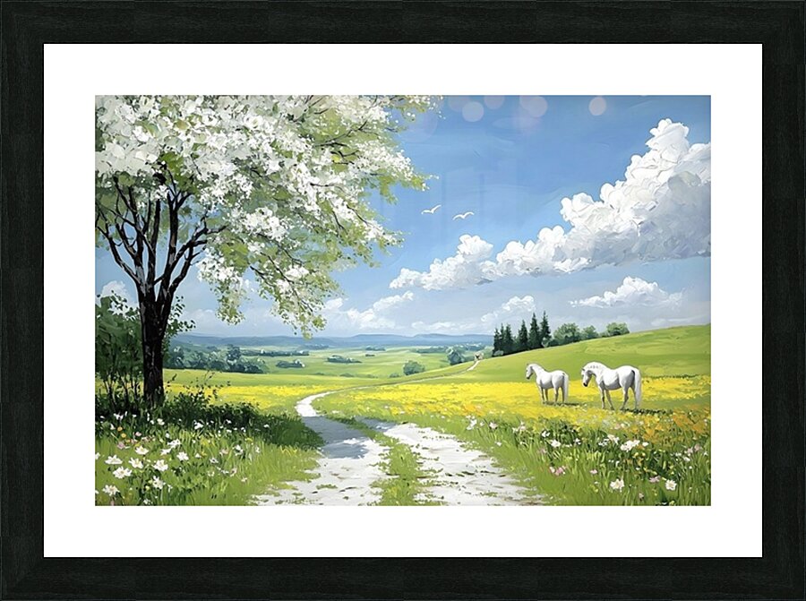 White Horses Picture Frame print