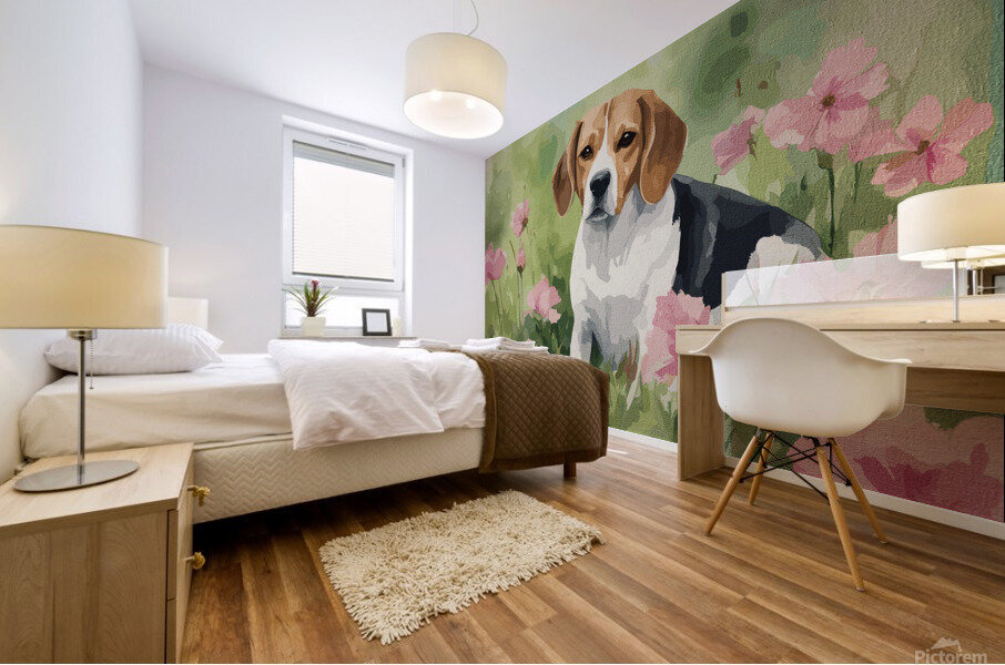 Blossoms and Beagle Mural print